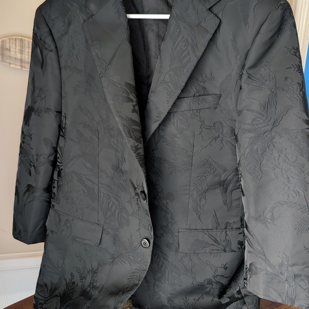 Black Floral Jacquard Sport Coat - Designer-Inspired